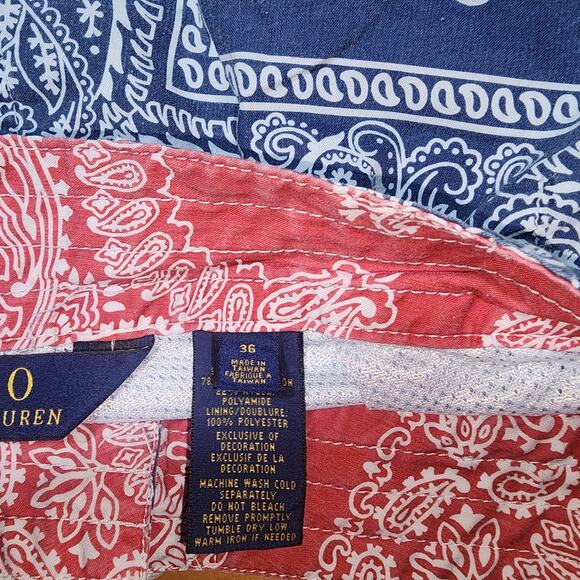 RALPH LAUREN Polo sz 36 Board Shorts Blue Bandana Print Drawstring Lined - Picture 7 of 7